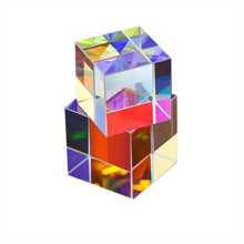 Optischer Glas X-Würfel doppelbrechender Würfel: RGB Kombinierer Teilerprismus, Bildungsgeschenk, Klassenzimmer-Physik, geeignet für Alter 14+