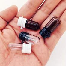 25 个迷你 0.05 盎司玻璃瓶带密封 - 防漏、无香透明和琥珀色小瓶，用于香水样品、精油、护肤精华液和卸妆液 - 便携式试用装容器