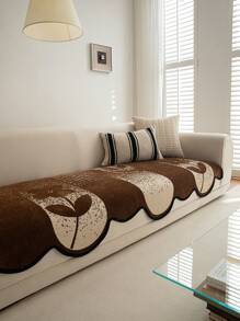 1 件黑色沙发垫套带花朵图案，现代雪尼尔不对称防滑防刮座垫，适合客厅日常使用 - 卡其色 - 查看 6