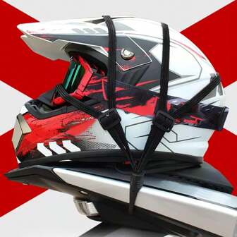 حزام أمان مرن لربط الحقائب على الدراجات النارية والكهربائية والدراجات، حبل تثبيت الخوذات، خطاف مزدوج مانع للانزلاق مع سلسلة مرنة متعددة الخيوط، طول قابل للتعديل، ضروري للسفر والمنزل والاستخدام اليومي