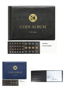 收藏家用的硬币收藏簿架、卡片相册、312 个口袋运动硬币收藏相册。运动硬币展示收纳盒，用于货币收集用品、运动钞票的储存和展示