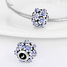 1pc 925 Silver Plated Romantic Garden Collection Blue Flowers Purple Butterfly Charm Blue Flowers Butterfly Gradient Color Beads For Women Bracelet Keychain Necklace Beads Suitable For DIY Jewelry Making Women Jewelry Daily Wear Gift For Girlfriend - PAC544 - View 12