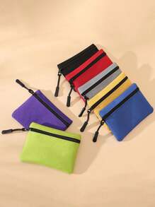 New Women's Solid Color Mini Zipper Purse Keybag Wallet Purse Wallet Mini Wallet Coin Wallet Travel Wallet Wristlet - Multicolor - View 1