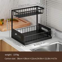 1pc 2-Tier Pull-Out Under Sink Organizer - Metal Storage Rack For Kitchen & Bathroom Cabinets Under Sink Organizers And Storage Bathroom Storage Cabinet