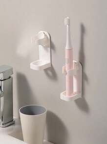 1/2 Piezas Soporte de pared para cepillo de dientes, Estante para cepillo de dientes eléctrico, Organizador de baño a prueba de agua sin taladro, Decoración del baño del hogar