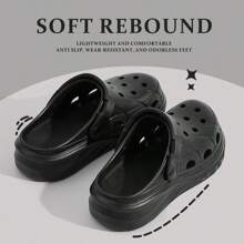 女士夏季厚底高跟穿孔沙滩凉鞋，防滑拖鞋情侣中性