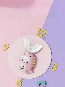 Cepillo de dientes eléctrico en forma de U para adolescentes con 1 cabezal de cepillo, cepillo de dientes con 3 modos de onda de dinosaurio de dibujos animados con diseño impermeable IPX7 y limpieza de 360 grados, regalo de cumpleaños para niños y niñas