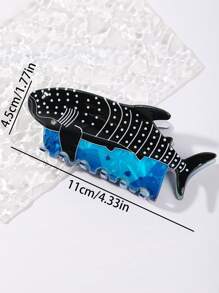 1 件新款海洋鲸鱼水钻装饰发夹，适合日常和度假，女孩发饰