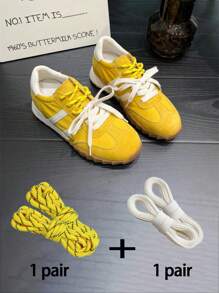 Fashion Colorblock Lace Set: 80cm Dark Round And Beige Flat Shoelaces, Crafting Unique Sporty Shoe Style For Women Shoes, Men Sneakers, Winter Shoes