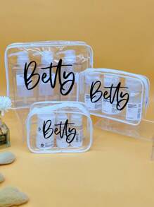Bolsa de maquillaje transparente personalizada, bolsa de almacenamiento simple con estilo Ins, bolsa de viaje portátil impermeable para artículos de tocador, bolsa de maquillaje