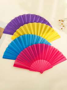 1PC/5PCS 塑料便携式手持舞蹈派对风扇，中式日式婚礼装饰折叠，低调简约的礼物，适合派对、婚礼、典礼、家居装饰，或作为礼物送给他人，作为表演道具；适合 DIY，适合派对主题或创造独特的设计。 - 彩色 - 查看 2