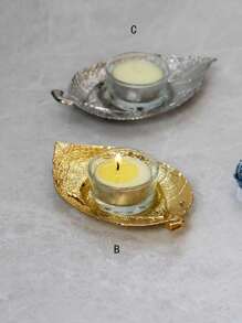 1 件金属底座烛台，金色/银色，奢华复古风格，适合圣诞节、情人节、感恩节、家居、餐桌、节日装饰 - 彩色 - 查看 5