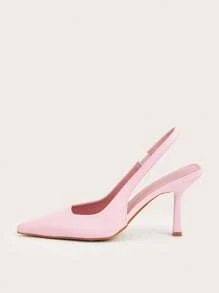 Sexy Pointed Toe Exposed Heel Strap Stiletto High Heels, Pink, For Wedding Party - Pink - View 2