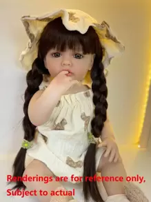 Lifelike 55 CM Can Stand Reborn Doll Toy With Full Soft Vinyl Body 22 Inch Alive Newborn Bebe Lovely Dress Up Birthday Gift (Some Parts Random)