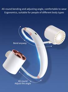 AOYI 1 pieza Ventilador mini recargable y portátil para colgar al cuello, de diseño minimalista, con 1200mAh y 3 velocidades ajustables, para uso en exteriores, con cable de carga - Multicolor - Ver 4