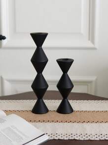 CMYD Studio 1 件黑色木制烛台，斯堪的纳维亚风格，极简主义侘寂香烛台，法式黑色家居装饰品，无尽柱木制烛台，适用于家居装饰、客厅、卧室、餐厅、礼物 - 彩色 - 查看 9