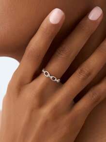 Esberry 1 PC S925 Sterling Silver Four Interlocking With Diamonds Unique Ring Ladies Jewelry Yellow Gold Plated Fine Jewelry Daily Wear Gifts