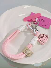 3D KT Cat Rotating Lock Braided Wrist Strap, Suitable For Universal Phone Cases DIY, Phone Accessories, Portable Keychain, Earphone Cartoon Cute Pendant Lanyard For Japanese/Korean/ Girls
