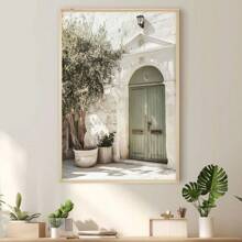 1pc Framed Canvas Wall Art Poster, Italian Architecture & Olive Tree Canvas Print Mural, Modern Style, Suitable For Living Room, Bedroom, Bathroom, Office, Hallway, Kitchen Decor, Home Decor Gift, Spring Decor Gift, Birthday Graduation Gift - Multicolor - View 5