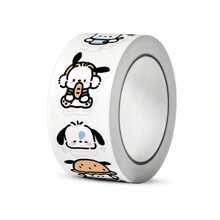 1 pièce Rouleau d'autocollants Sanrio Pochacco - Autocollants décoratifs mignons de personnages de dessin animé, convient pour les journaux, les bureaux, les fans d'anime et l'artisanat, sur fond blanc avec des motifs alimentaires ludiques et de personnages, décoration de chambre d'anime, décoration de maison, décoration murale, décoration de salle de bain, décoration de chambre, décoration de pièce, décoration de salon, décoration de maison, art mural de salon, papier peint, autocollants personnalisés