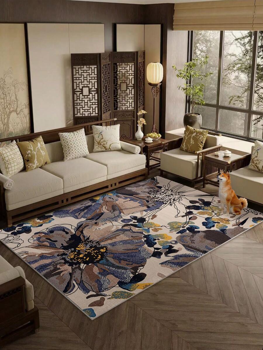 Mata przyjazna dla zwierząt Blue Early Spring Floral Pattern, miękka, wodoodporna i nadająca się do prania w pralce. Nadaje się do salonu, sypialni, kuchni, tarasu, patio. Dywan wejściowy, dywan dekoracyjny. Mały rozmiar odpowiedni do maty do kojca dla zwierząt.