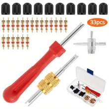 33pcs/Set Tire Valve Stem Installation Kit, Includes Valve Stem Puller, Snap-In Valve Stem And Core, Suitable For Truck And Bicycle - Complete Repair Set - 33pcs/set - View 1