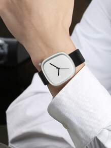 Đồng hồ đeo tay da thường ngày TOMI 1 chiếc dành cho nam chạy bằng pin khô Pebble Minimalist không có thang đo, thích hợp cho công việc, cuộc sống hàng ngày, những dịp quan trọng, quà tặng sinh nhật - màu đen - Xem 2
