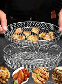 1pc 304 Stainless Steel Removable Grill Rack, Vegetable & Fruit Drying Rack, Food Storage Shelf, For Air Fryers, Home Use