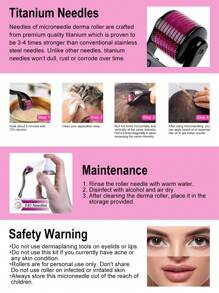 BUNEE 540-Microneedle Derma Roller For Hair, Disposable Beauty Microneedling Device, Scalp & Facial Hair Microneedle Massager, Cross-Border Product - Pink - View 3
