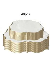 30/40pcs, 7/9in, White, Mint Green, Mint Blue, Coral -Color, Disposable Paper Tray Set, Suitable For Birthday Parties, Family Gatherings, And Weddings Birthday Decorations Party Decorations Bachelorette