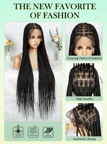 All Lace Versatile Black Box Braided Lace Front Wig For Women , High-Density Synthetic Hair, Perfect For Casual Attire