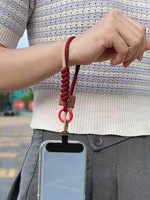 Nuevo estuche universal para teléfono con correa de muñeca decorativa trenzada de nailon, cordón de muñeca resistente con soporte para tarjetas