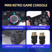 4K HD Videospielkonsole M8 mit 64GB Speicher, doppeltem kabellosen Controller für 10.000 Retro-Spiele, Weihnachtsgeschenk für Kinder
