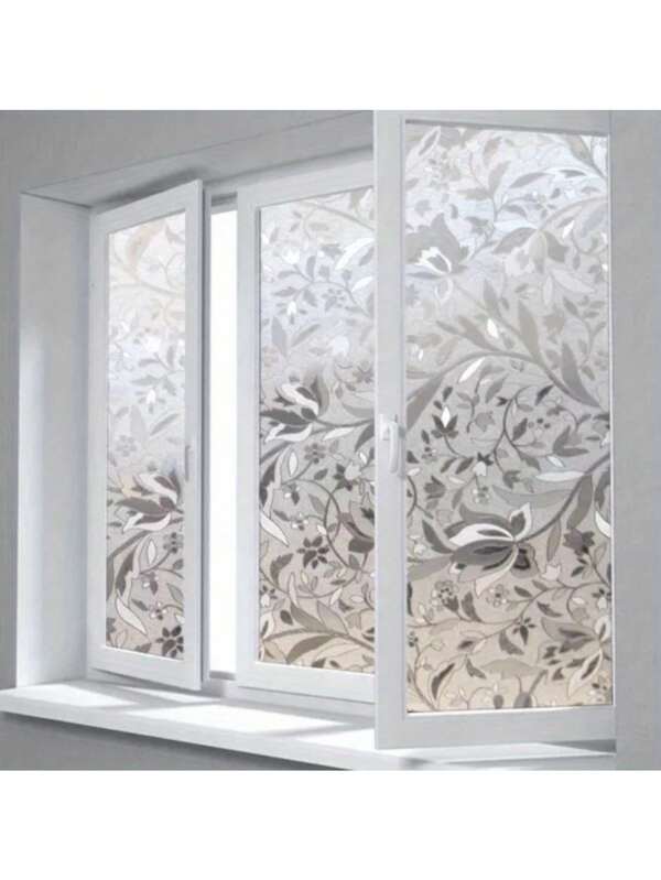 Elegant Tulip Design Anti-Peeping Privacy Window Film - Self-Adhesive, Glue-Free, Transparent & Opaque Glass Sticker, 2mil Thick PET/PVC, Easy To Peel And Stick Installation, Suitable For Office And Living Room Decor, Decorative Glass Film | Floral Pattern Film | Pet/PVC Material, Tulip Decor Gifts Birthday Graduation