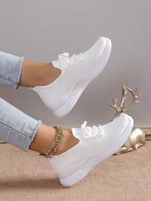 أحذية رياضية كاجوال جديدة مع ربطة، أحذية رياضية منفذة للهواء، أحذية جري أرضية ناعمة - مشاهدة 5