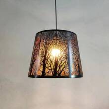 Accessori per paralume di lampada in metallo tagliato al laser con motivo forestale, per lampade a sospensione e da tavolo