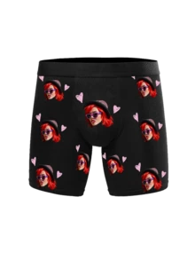 Customize Men's Underwear, Upload Your Lover's Portrait, Gift, Valentine's Day Gift - Black - View 2