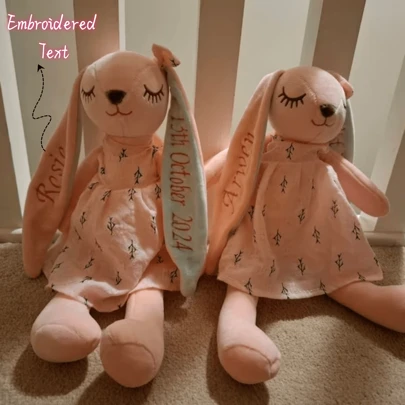 1pc Customized Bunny Plush Doll, Rabbit Ears Can Be Embroidered With Text/Name On Single Or Dual Ears, Personalized Embroidered Name, Gift For Girlfriend, Birthday, New Mom, Anniversary, Party Decoration,Multi-Functional,Reusable,Ornamental,Exquisite,Stylish,Adorable,Colorful,Cute,Funny,Custom,Personalized,Customized,Unique,Ideal Gifts For Her,Ideal Gifts For Him,For Anniversaries,For Birthdays