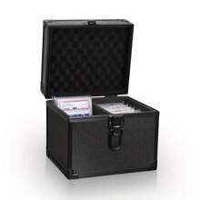 Graded Card Storage Box, 1 Count 2 Grid Dustproof Card Storage Organizer With Lid And Handle, Top Loader Card Brick Case, Cards Collector Box For MTG/PKM/PTCG Sport Cards - 黑色 - 查看 2