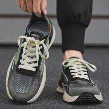 Spring/Summer Breathable Mesh Hollow-Out Men's Casual Sneakers, Sport Thick-Soled Running Shoes - Gray Green - View 8