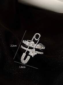 1 件简约时尚水钻袖口耳环，适合女性日常和节日场合 - 鑲鑽別針耳夾 - 查看 5