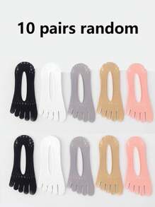 5 双女式 5 趾袜，薄款透气网眼踝袜，夏季一脚蹬隐形袜，柔软舒适运动袜，纯色四季皆宜 - 彩色 - 查看 10