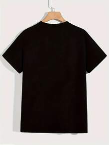 100% Cotton 'Young Black King' Youth Celebration T-Shirt - Vibrant African Pride Month Design, Round Neck, Short Sleeve, Machine Washable - Suitable For Boys And Girls - 黑色 - 查看 2