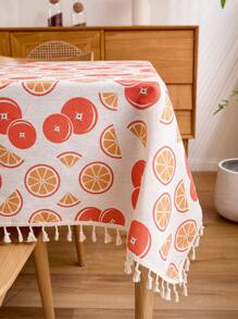 1pc Linen Texture Digital Fruit Print Tablecloth, Versatile For All Seasons - Colorful Fruits - View 8