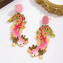 1 paire de boucles d'oreilles en acrylique à motif de gecko mode, convenant pour un port quotidien pour femmes