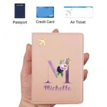 Customized Name Travel Wallet Leather Passport Cover RFID Blocking DIY Protective Organizer Slim Personalized ID Card Case Waterproof Coin Purse Ultra Slim Protector