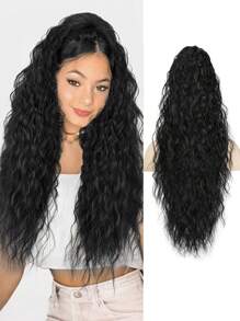 Extension de queue de cheval, extension de queue de cheval de 26 pouces à pince pour femmes, cheveux longs synthétiques bouclés et ondulés, extension de cheveux à clipser pour utilisation quotidienne et fête
