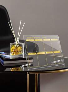 1 pièce Tableau mémo effaçable de bureau, planificateur hebdomadaire/mensuel en acrylique doré, tableau d'écriture de rappel de bureau, décoration de bureau, tableau mémo en acrylique transparent de 2 mm