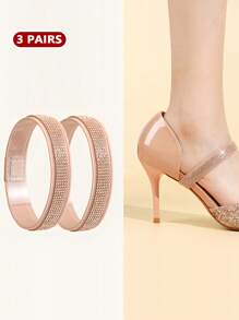 鞋跟防滑贴纸配件，适用于乐福鞋、平底鞋、高跟鞋、船鞋，弹性水钻鞋带，凉鞋配件，女士高跟鞋，黑色浅口鞋 - 彩色 - 查看 12