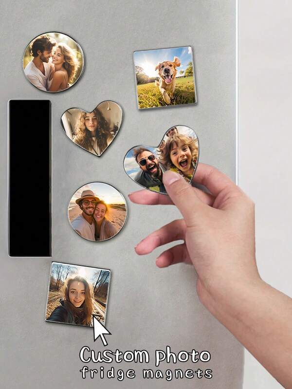 Adesivo magnetico personalizzato per frigorifero in metallo con foto rotonde, quadrate o a forma di cuore - decorazione personalizzata per frigorifero, locker, ufficio, casa - regali magnetici personalizzati | Conserva le tue migliori foto. Ornamento fotografico personalizzato, regalo per anniversario, regalo di matrimonio, regalo fotografico, regalo per lei, regalo per trasloco, galleria fotografica per compleanno, laurea, multifunzionale, durevole, decorativo, riutilizzabile, elegante, di , di alta qualità, colorato, moderno, personalizzato, unico, regali ideali per lui, regali ideali per lei, ragazzo, papà, ragazza, mamma, famiglia, amici, tea room, casa, giardino, ufficio, per anniversari, per San Valentino, per la festa della mamma, per compleanni, per la festa del papà, per la laurea, per matrimoni, per l'inaugurazione della casa